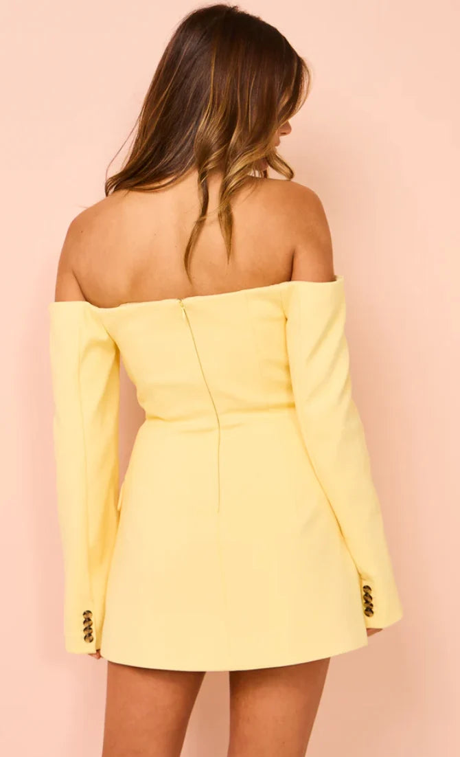 Sandrine Tailored Mini Dress Limone - Sir The Label