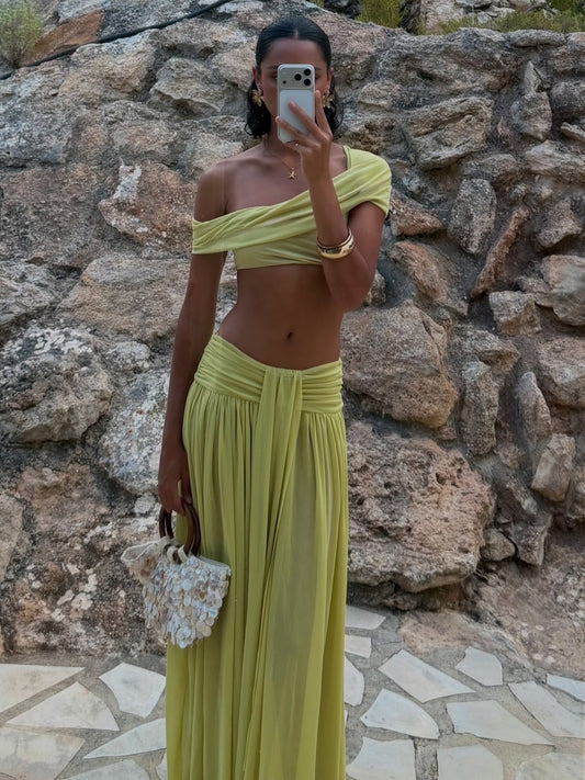 Rosé Rouge Top & Amore Ease Maxi Skirt Pistachio Mist - Whitefox