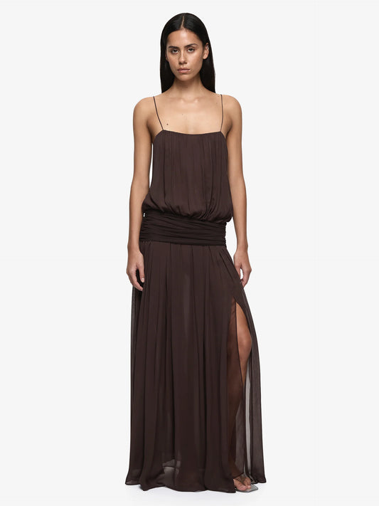 Camille Blouson Dress Dark Chocolate - Bec And Bridge