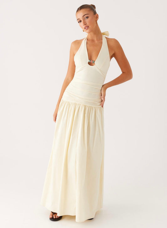 Val Maxi Dress In Lemon - Peppermayo
