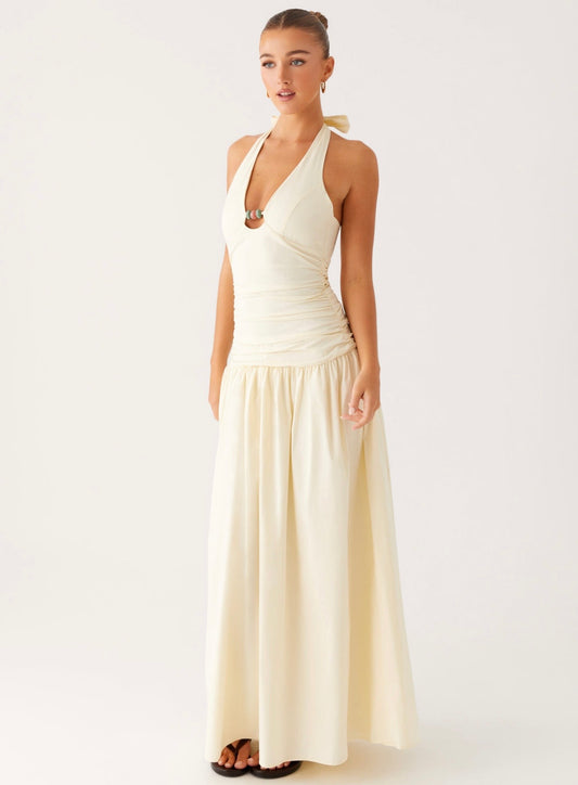 Val Maxi Dress In Lemon - Peppermayo