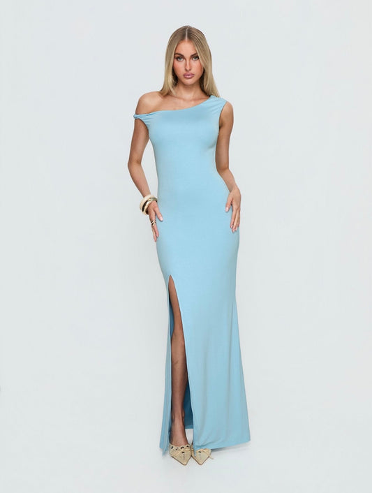 Morra Twist Maxi Dress Blue - PrincessPolly